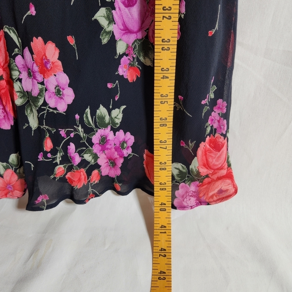 Evan Picone Black Dress with Pink and Purple Floral Design Womens Size 12 - Picture 4 of 6